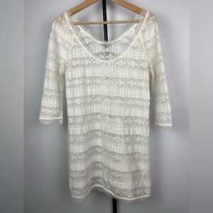 Joie Ivory Floral Lace Mini Cover‎ Up Dress